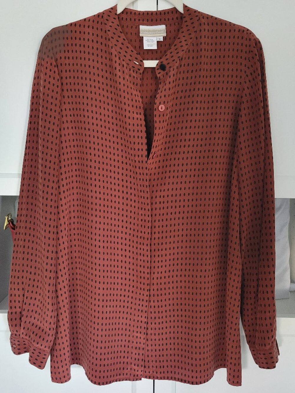 Coldwater Creek 100% Silk Rust-Orange Blouse Size S